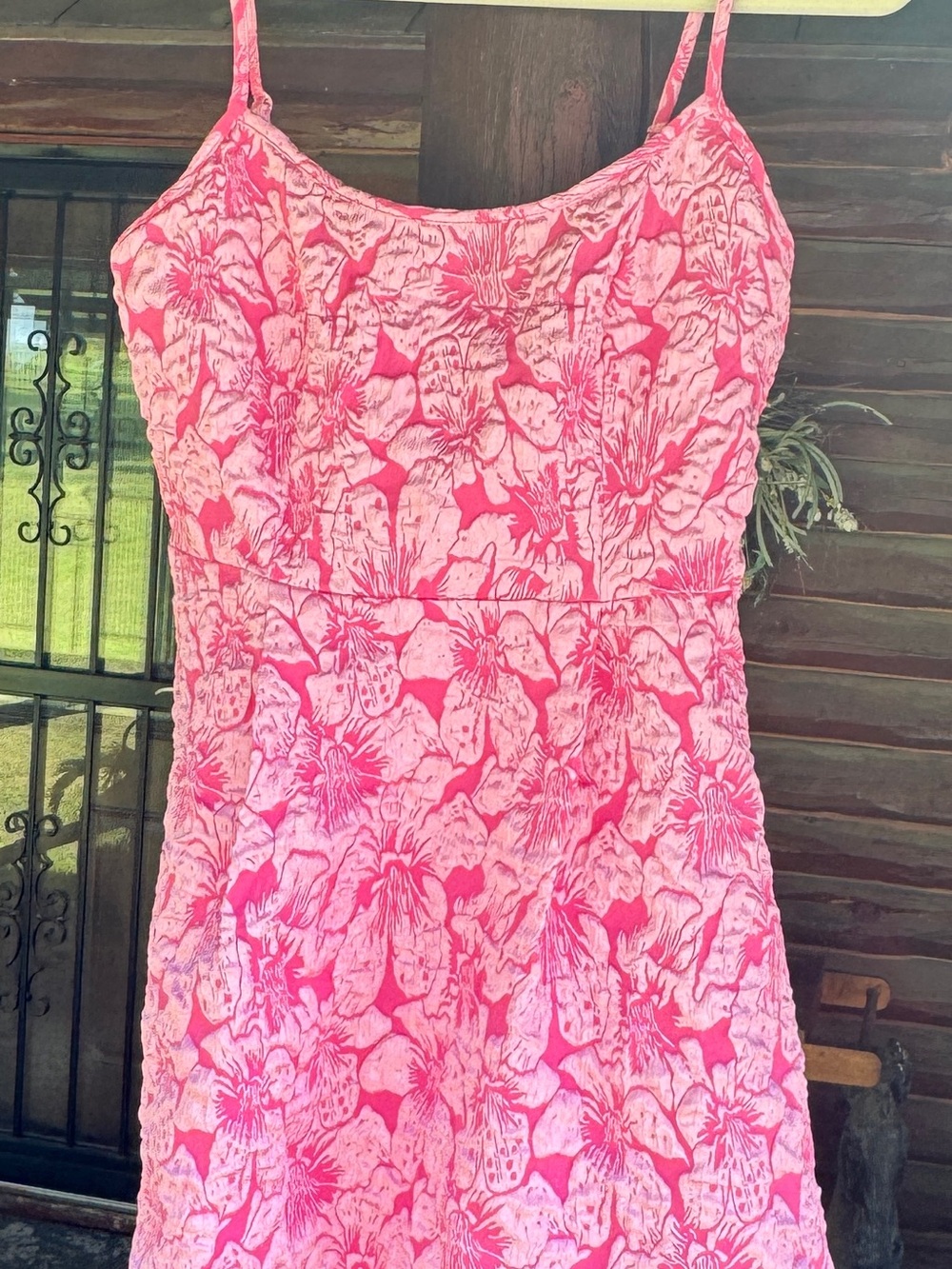 Women's Pink Floral Spaghetti-Strap Mini Dress